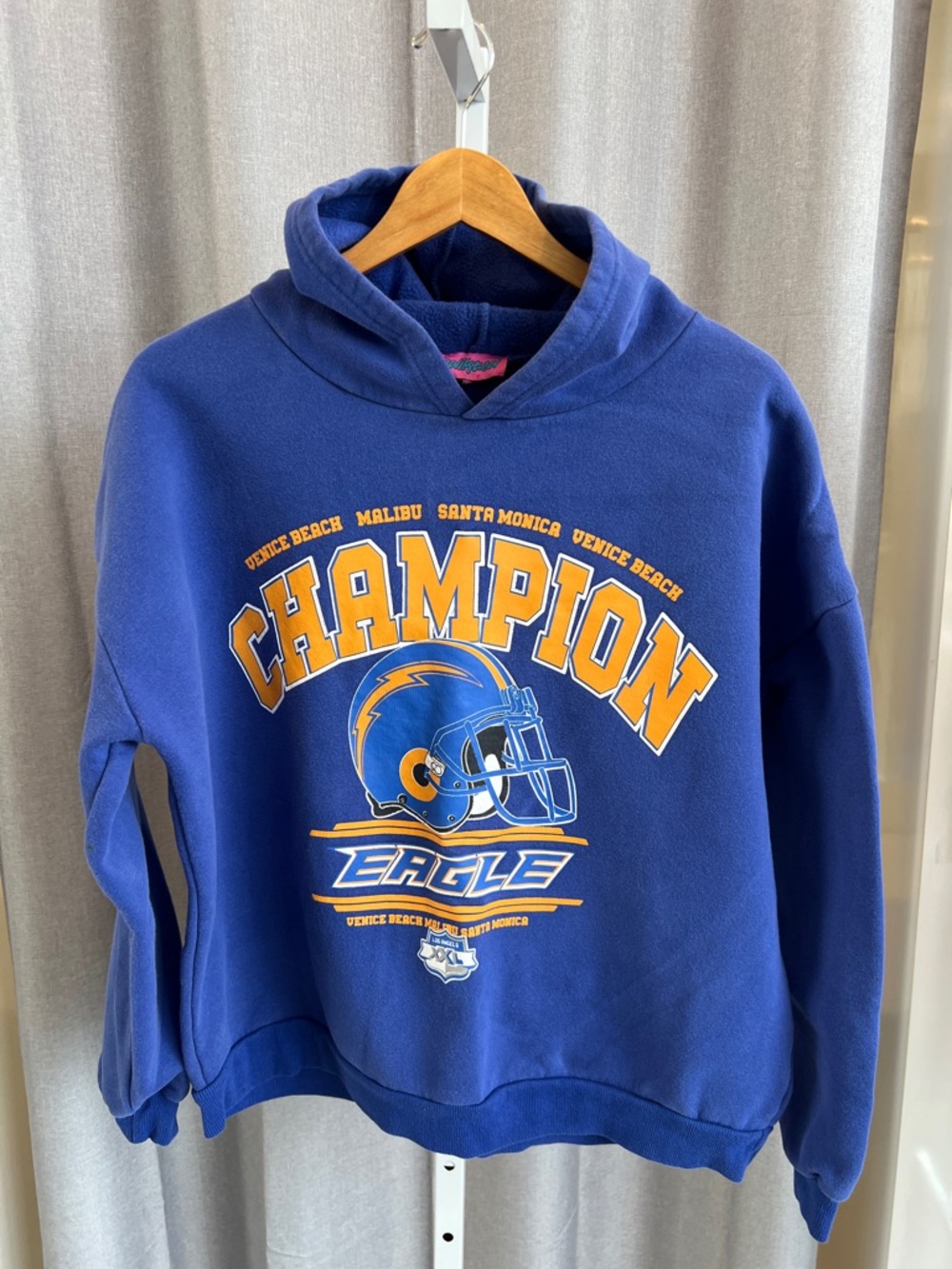 Edikted Bright Blue Hoodie with Pink Logo Tag - Girls XS/S